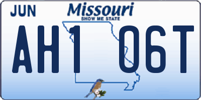 MO license plate AH1O6T