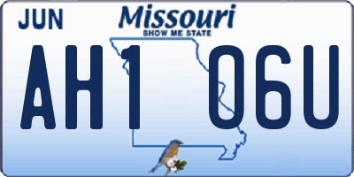 MO license plate AH1O6U