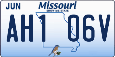 MO license plate AH1O6V