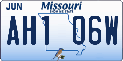 MO license plate AH1O6W