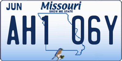 MO license plate AH1O6Y