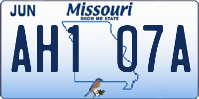 MO license plate AH1O7A