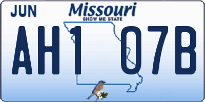 MO license plate AH1O7B