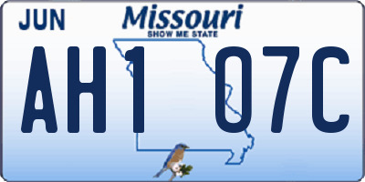 MO license plate AH1O7C