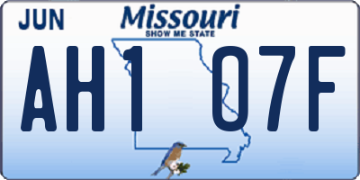 MO license plate AH1O7F