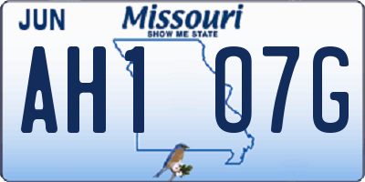 MO license plate AH1O7G