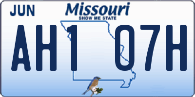 MO license plate AH1O7H