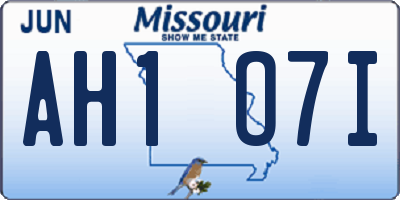 MO license plate AH1O7I