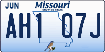 MO license plate AH1O7J