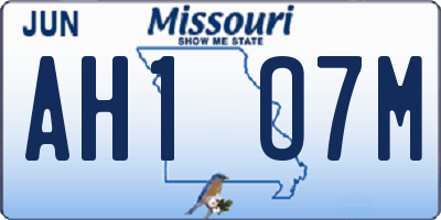 MO license plate AH1O7M