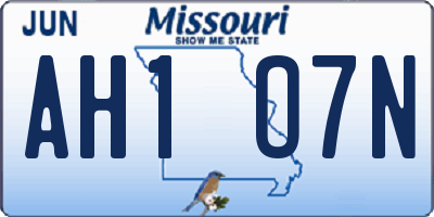 MO license plate AH1O7N