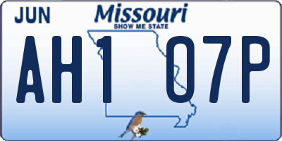 MO license plate AH1O7P