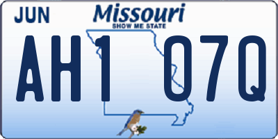 MO license plate AH1O7Q