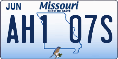 MO license plate AH1O7S