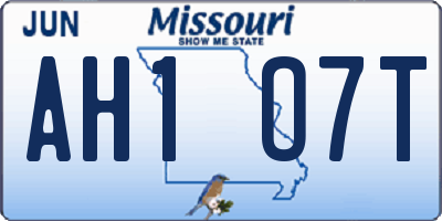 MO license plate AH1O7T