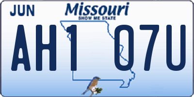 MO license plate AH1O7U