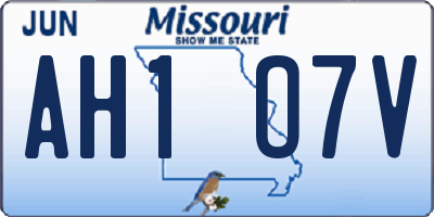 MO license plate AH1O7V