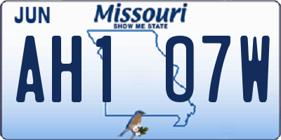 MO license plate AH1O7W