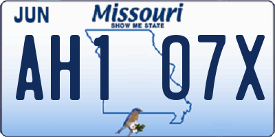 MO license plate AH1O7X