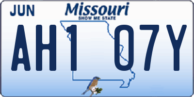 MO license plate AH1O7Y