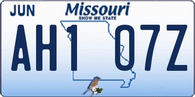 MO license plate AH1O7Z