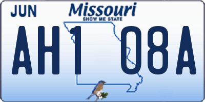 MO license plate AH1O8A