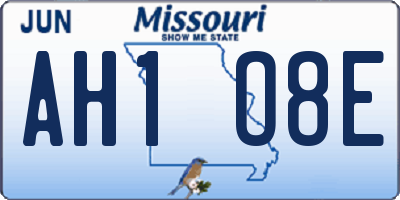 MO license plate AH1O8E