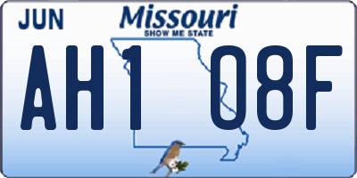 MO license plate AH1O8F