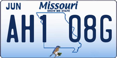 MO license plate AH1O8G