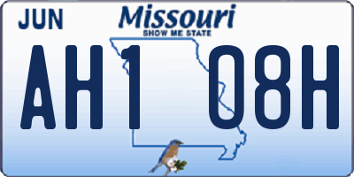 MO license plate AH1O8H