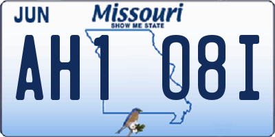 MO license plate AH1O8I