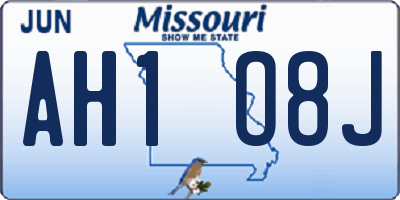 MO license plate AH1O8J