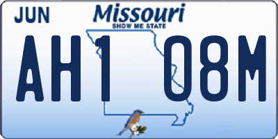 MO license plate AH1O8M