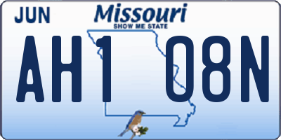 MO license plate AH1O8N