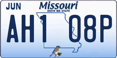 MO license plate AH1O8P