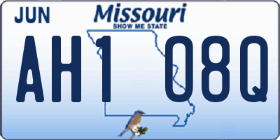 MO license plate AH1O8Q