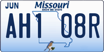 MO license plate AH1O8R