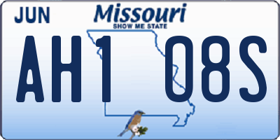 MO license plate AH1O8S