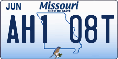 MO license plate AH1O8T