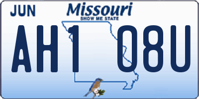 MO license plate AH1O8U