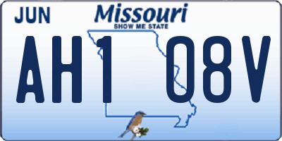 MO license plate AH1O8V