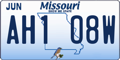 MO license plate AH1O8W