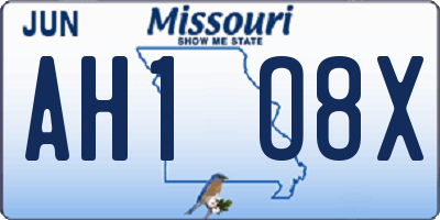 MO license plate AH1O8X