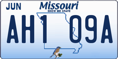 MO license plate AH1O9A