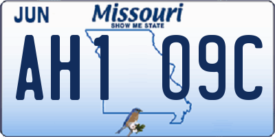 MO license plate AH1O9C