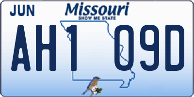 MO license plate AH1O9D