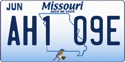 MO license plate AH1O9E