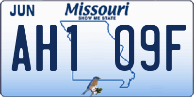 MO license plate AH1O9F