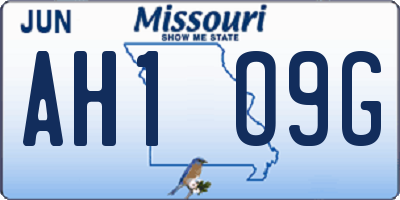 MO license plate AH1O9G