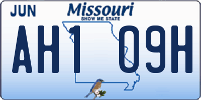 MO license plate AH1O9H